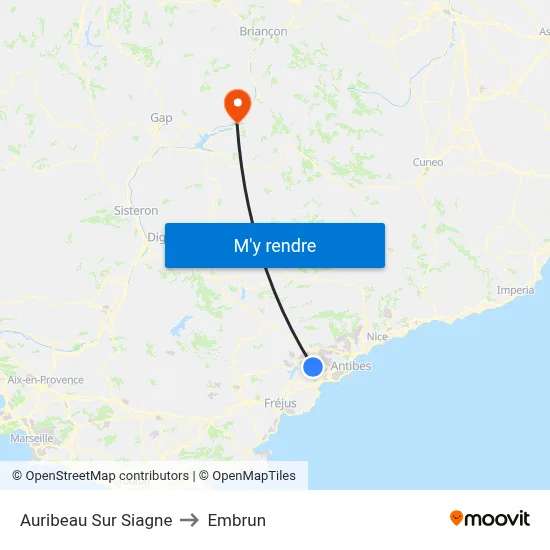 Auribeau Sur Siagne to Embrun map