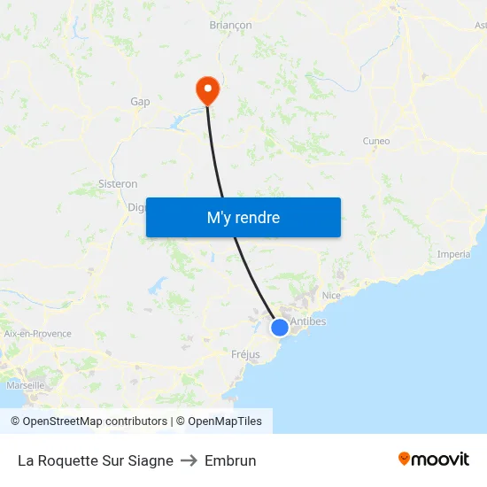 La Roquette Sur Siagne to Embrun map