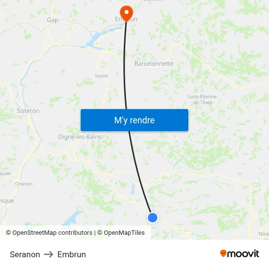 Seranon to Embrun map