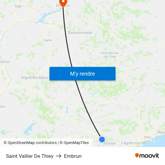 Saint Vallier De Thiey to Embrun map