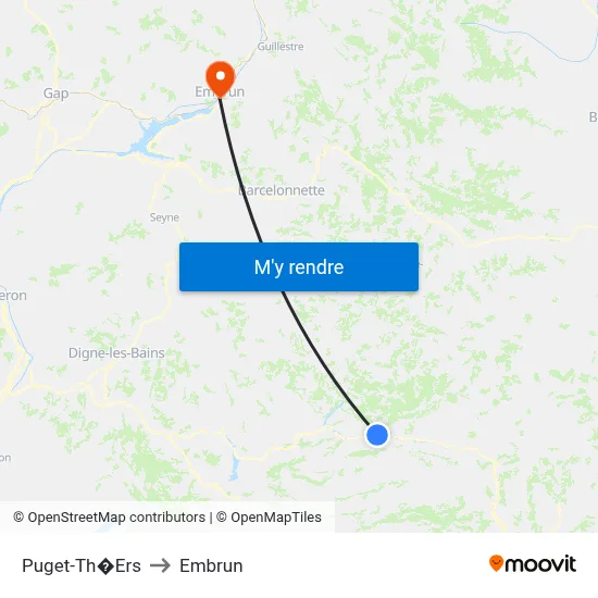 Puget-Th�Ers to Embrun map