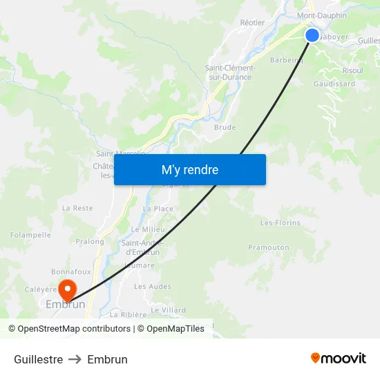 Guillestre to Embrun map