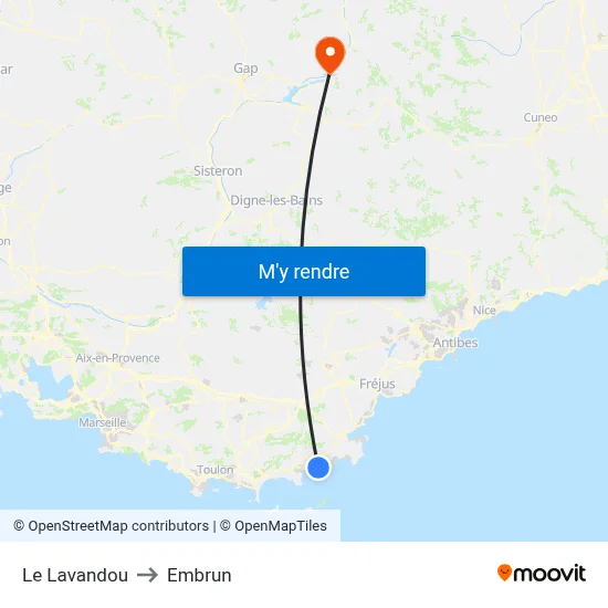 Le Lavandou to Embrun map