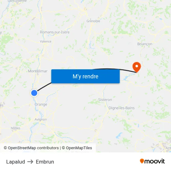 Lapalud to Embrun map