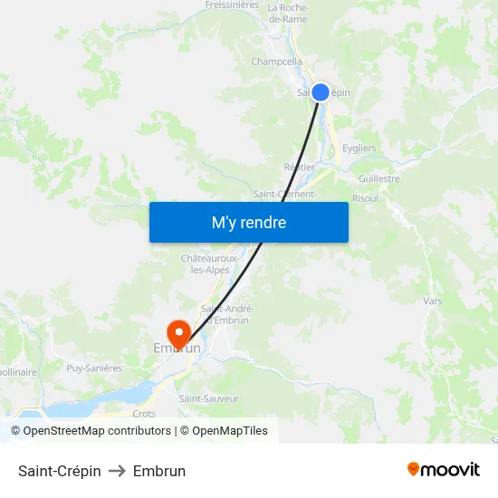 Saint-Crépin to Embrun map