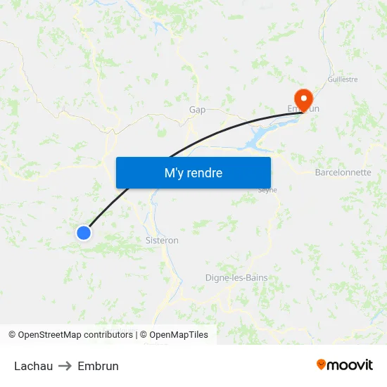 Lachau to Embrun map