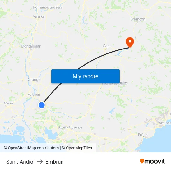 Saint-Andiol to Embrun map