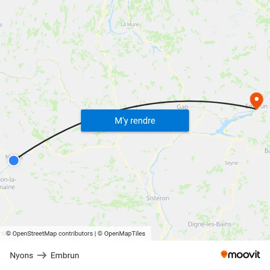 Nyons to Embrun map