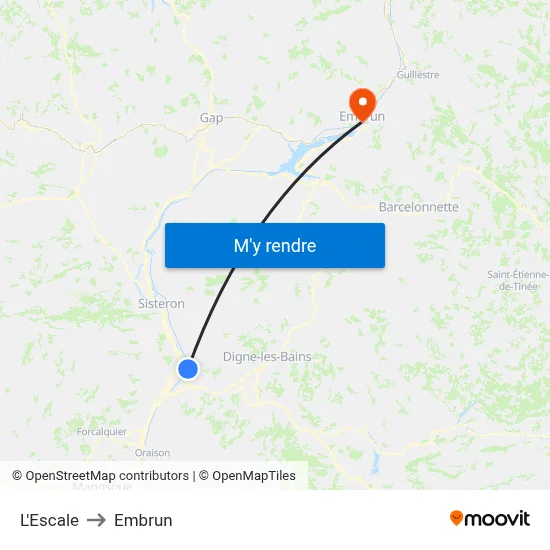 L'Escale to Embrun map