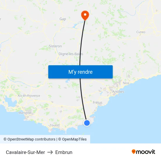 Cavalaire-Sur-Mer to Embrun map