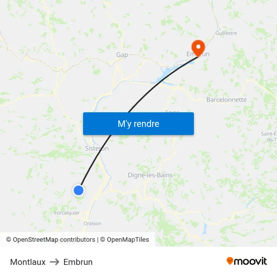 Montlaux to Embrun map