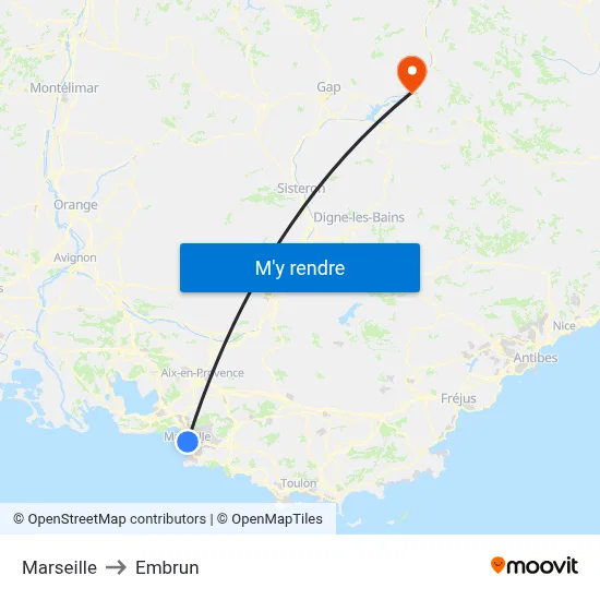 Marseille to Embrun map