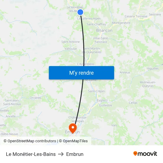 Le Monêtier-Les-Bains to Embrun map