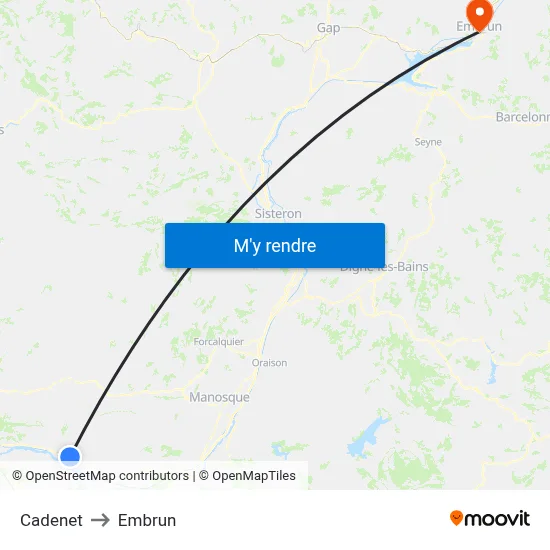 Cadenet to Embrun map