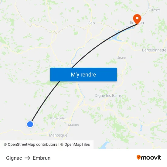 Gignac to Embrun map