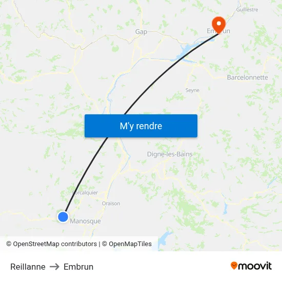 Reillanne to Embrun map
