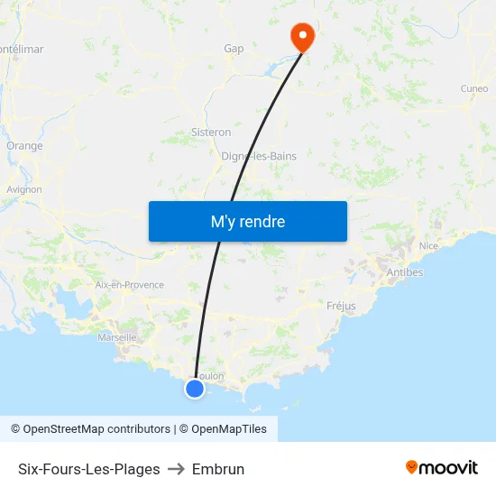 Six-Fours-Les-Plages to Embrun map
