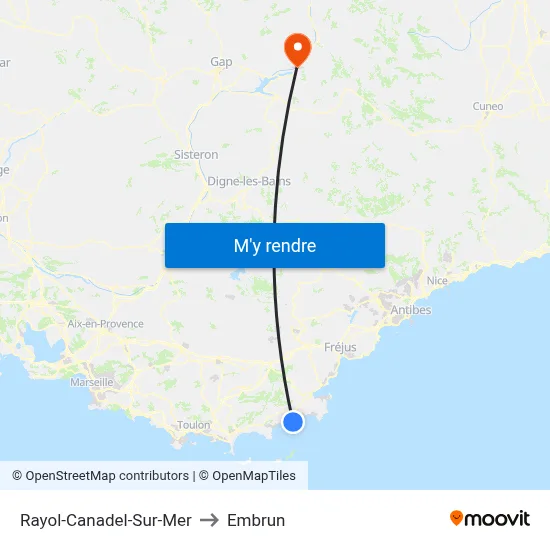 Rayol-Canadel-Sur-Mer to Embrun map