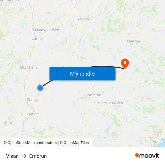 Visan to Embrun map