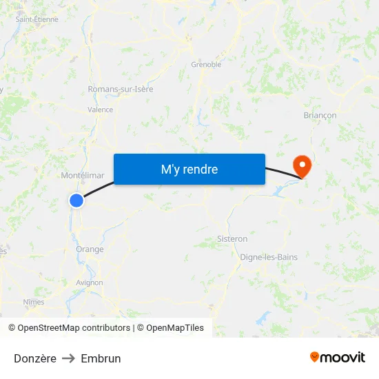 Donzère to Embrun map