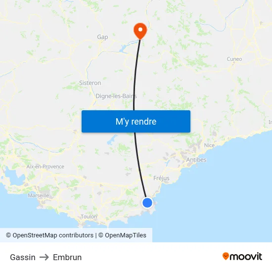 Gassin to Embrun map