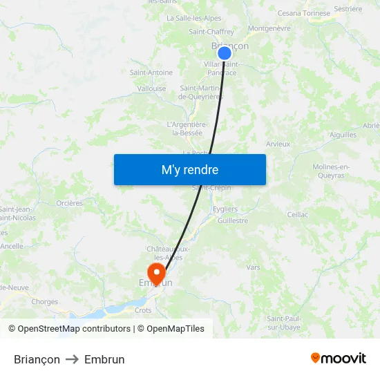 Briançon to Embrun map
