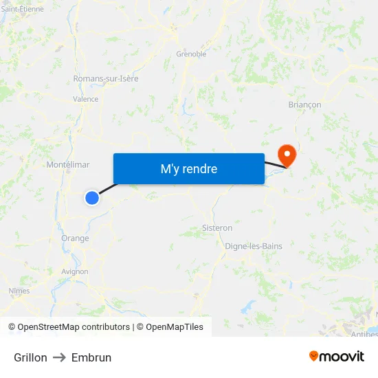 Grillon to Embrun map