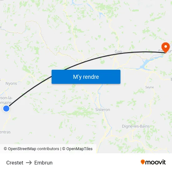 Crestet to Embrun map