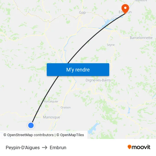 Peypin-D'Aigues to Embrun map