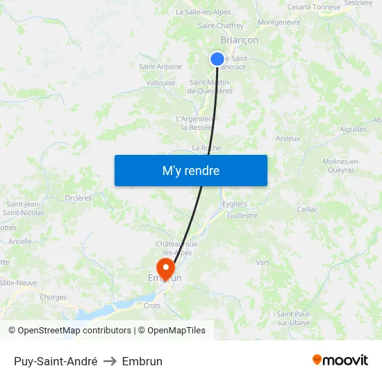Puy-Saint-André to Embrun map