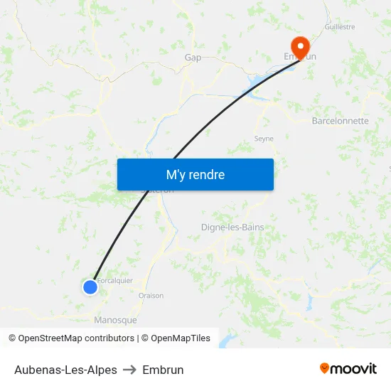 Aubenas-Les-Alpes to Embrun map