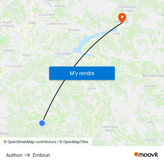 Authon to Embrun map
