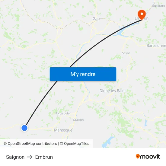 Saignon to Embrun map