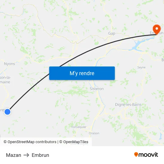 Mazan to Embrun map