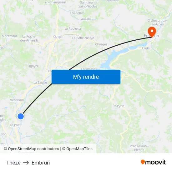 Thèze to Embrun map