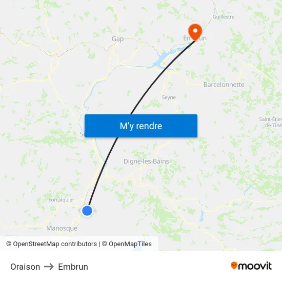Oraison to Embrun map