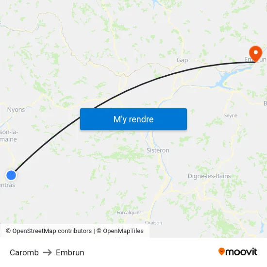 Caromb to Embrun map