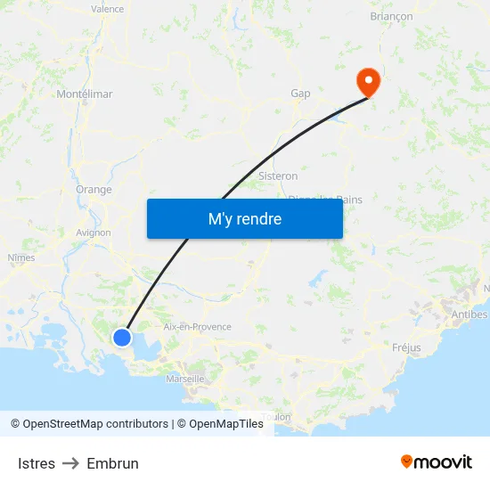 Istres to Embrun map
