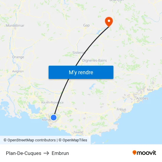 Plan-De-Cuques to Embrun map