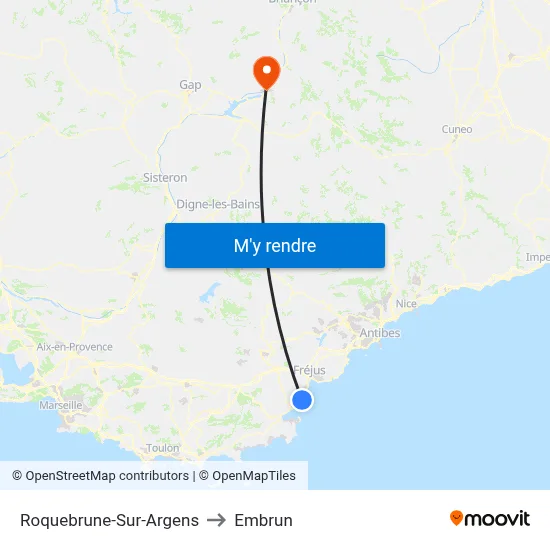 Roquebrune-Sur-Argens to Embrun map
