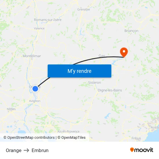 Orange to Embrun map