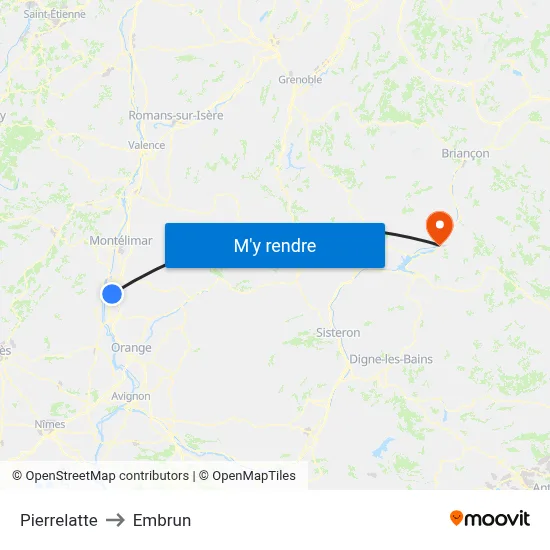 Pierrelatte to Embrun map
