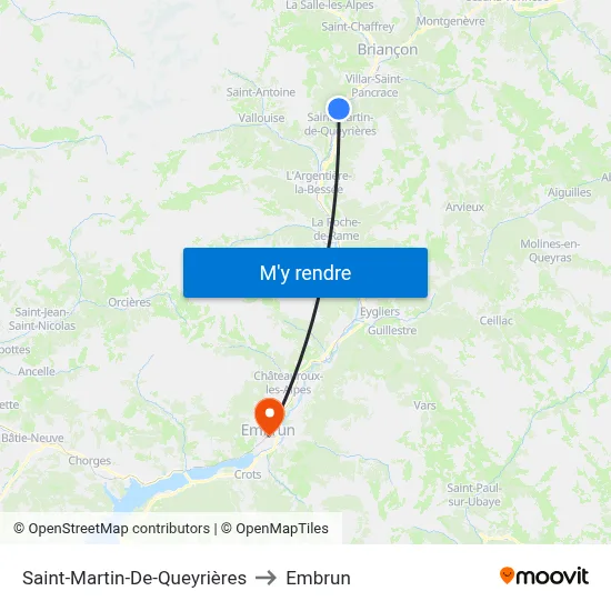 Saint-Martin-De-Queyrières to Embrun map