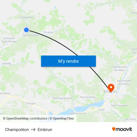 Champoléon to Embrun map