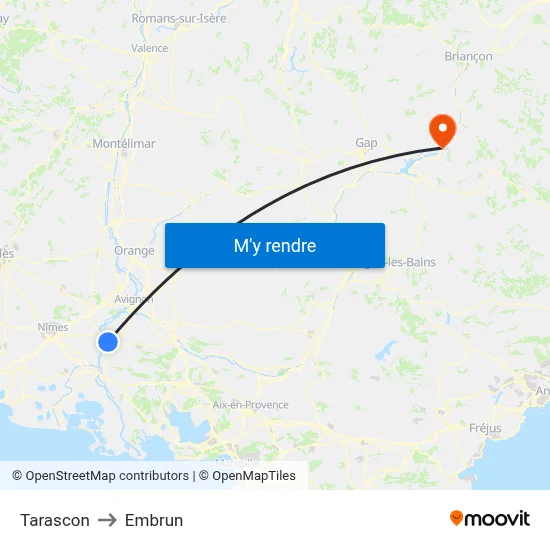 Tarascon to Embrun map