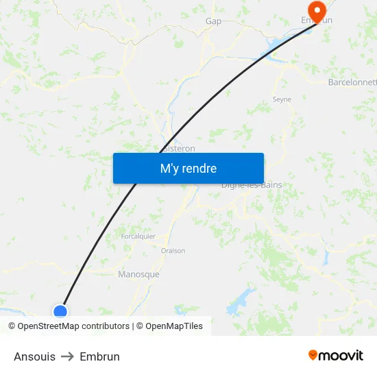 Ansouis to Embrun map