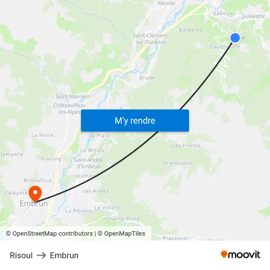 Risoul to Embrun map