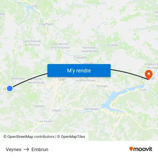 Veynes to Embrun map