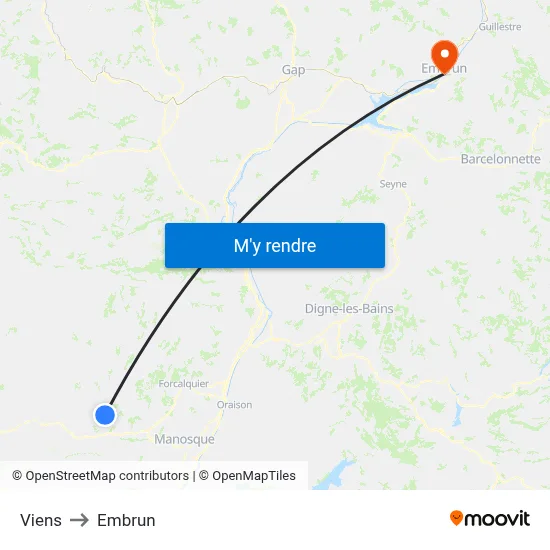 Viens to Embrun map