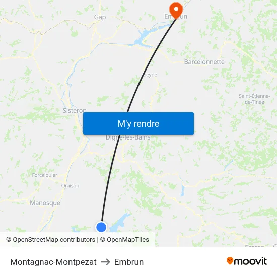 Montagnac-Montpezat to Embrun map